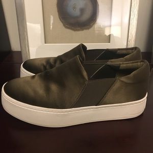 Vince Slip-ons in Olive Satin | Size US 7.5